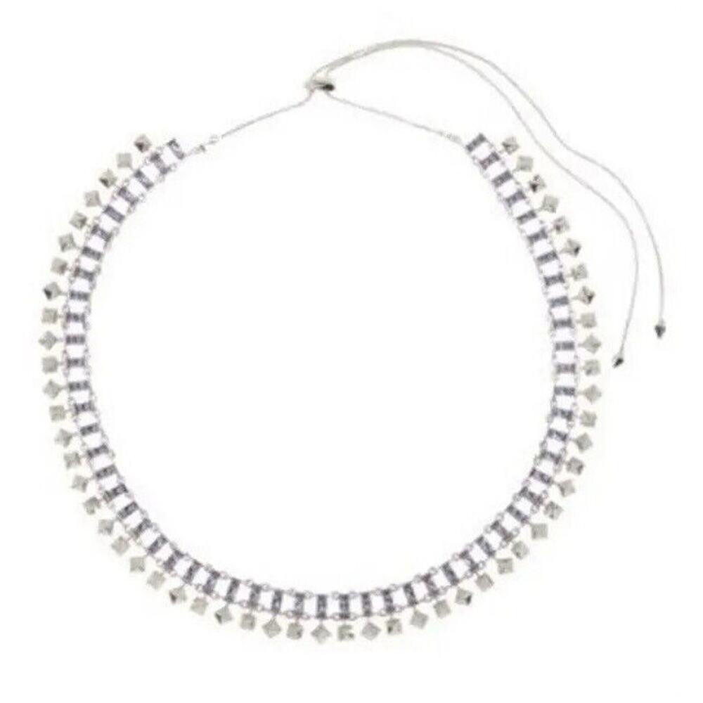 Kendra Scott Oscar Lilac Necklace Choker Bib Chain Collar Rhodium Silver $195